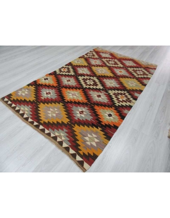 Handwoven vintage decorative Turkish kilim rug