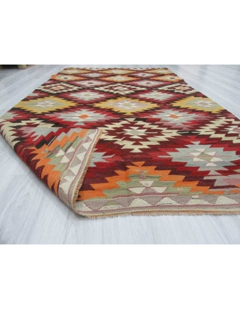 Handwoven vintage decorative Turkish kilim rug