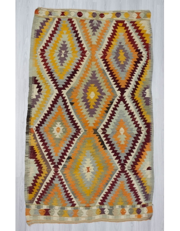 Handwoven vintage decorative modern Turkish kilim area rug