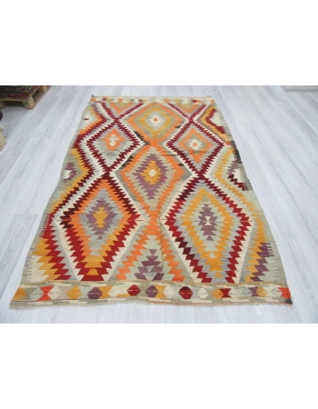 Handwoven vintage decorative modern Turkish kilim area rug