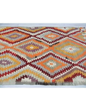 Handwoven vintage decorative modern Turkish kilim area rug