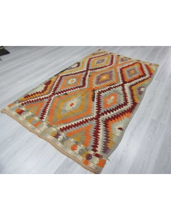 Handwoven vintage decorative modern Turkish kilim area rug