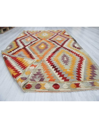 Handwoven vintage decorative modern Turkish kilim area rug