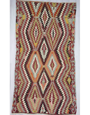 Handwoven vintage colourful Turkish kilim rug