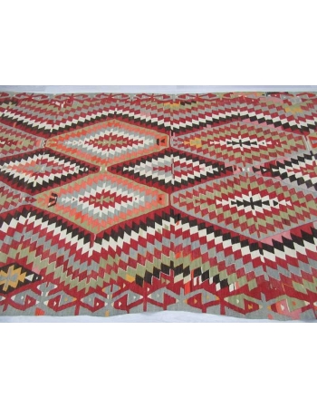 Handwoven vintage colourful Turkish kilim rug