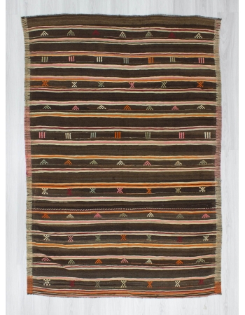 Handwoven vintage decorative striped Turkish kilim rug