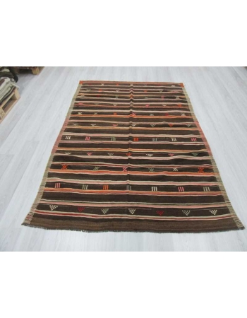 Handwoven vintage decorative striped Turkish kilim rug