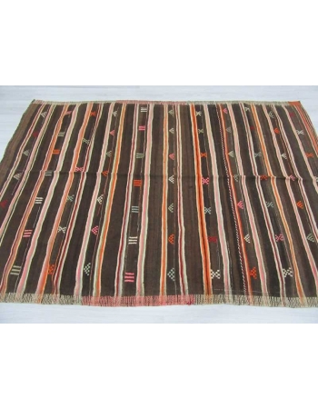 Handwoven vintage decorative striped Turkish kilim rug