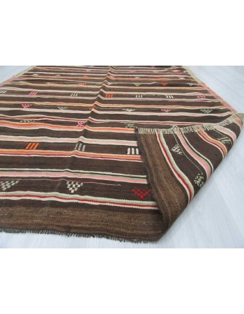 Handwoven vintage decorative striped Turkish kilim rug