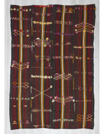 Handwoven vintage decorative Turkish kilim rug