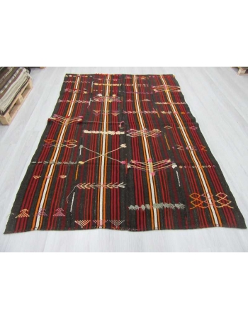 Handwoven vintage decorative Turkish kilim rug