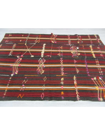 Handwoven vintage decorative Turkish kilim rug