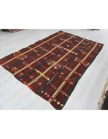 Handwoven vintage decorative Turkish kilim rug