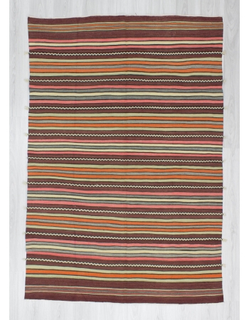 Handwoven vintage decorative striped Turkish kilim rug