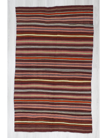 Handwoven vintage decorative striped Turkish kilim rug