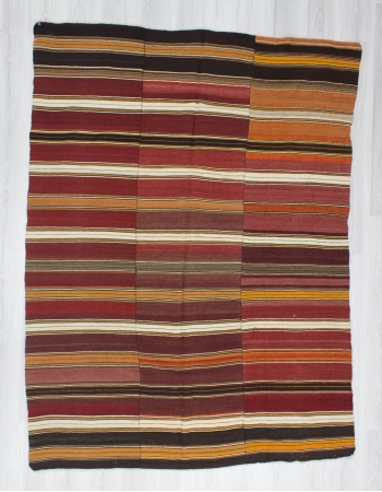 Handwoven vintage striped decorative Turkish kilim rug