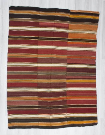 Handwoven vintage striped decorative Turkish kilim rug