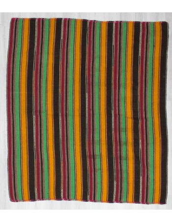 Handwoven vintage colourful striped Turkish kilim rug