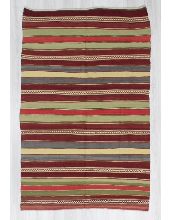 handwoven vintage striped colourful Turkish kilim rug