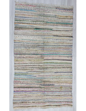 Handwoven vintage decorative Turkish rag rug