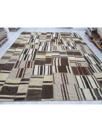 Decorative vintage oversized Turkish kilim patchwork rug