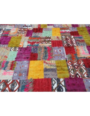 Vintage decorative colourful kilim patchwork rug
