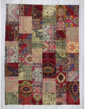 Oversize vintage decorative colourful patchwork rug