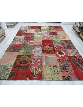 Oversize vintage decorative colourful patchwork rug