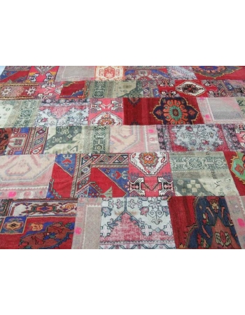 Oversize vintage decorative colourful patchwork rug