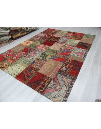 Oversize vintage decorative colourful patchwork rug