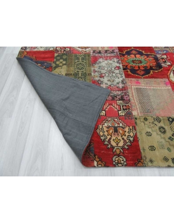 Oversize vintage decorative colourful patchwork rug