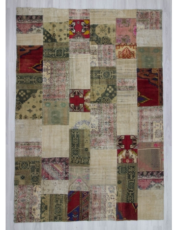 Oversize vintage decorative Turkish patchwork rug