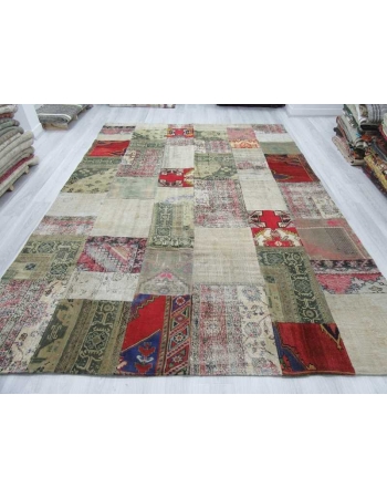 Oversize vintage decorative Turkish patchwork rug