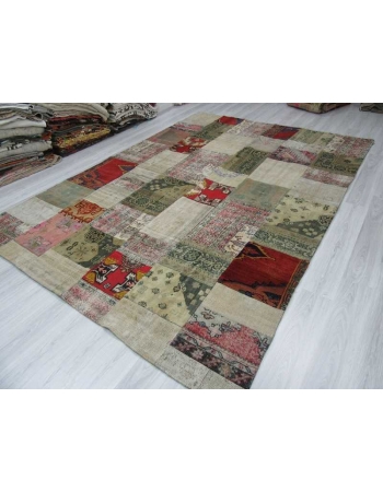 Oversize vintage decorative Turkish patchwork rug