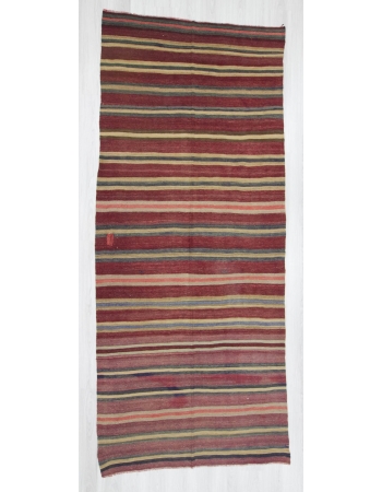 Handwoven vintage decorative striped Turkish kilim rug