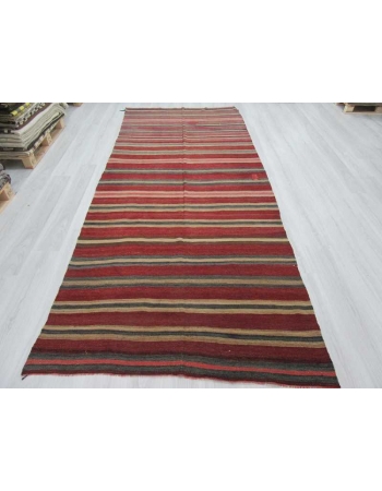 Handwoven vintage decorative striped Turkish kilim rug