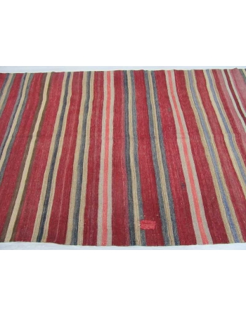 Handwoven vintage decorative striped Turkish kilim rug