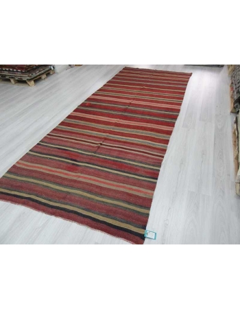 Handwoven vintage decorative striped Turkish kilim rug