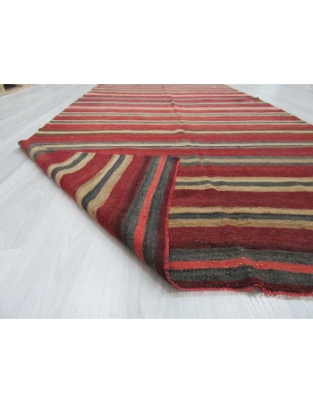 Handwoven vintage decorative striped Turkish kilim rug