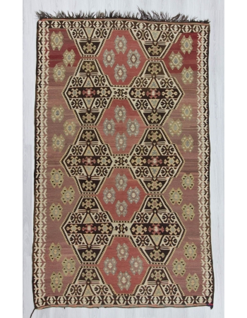 Handwoven decorative vintage Turkish kilim rug