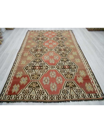 Handwoven decorative vintage Turkish kilim rug