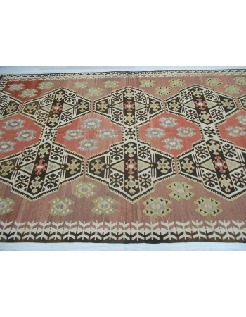 Handwoven decorative vintage Turkish kilim rug