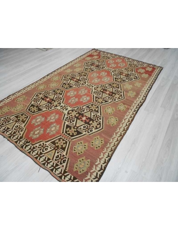 Handwoven decorative vintage Turkish kilim rug