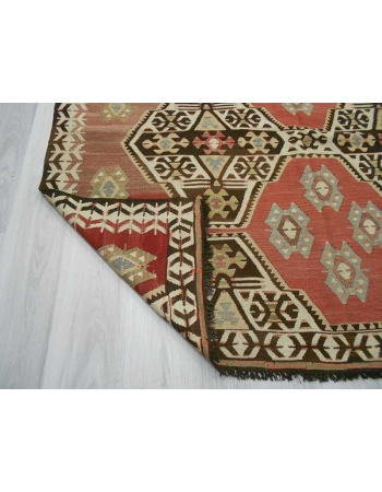 Handwoven decorative vintage Turkish kilim rug