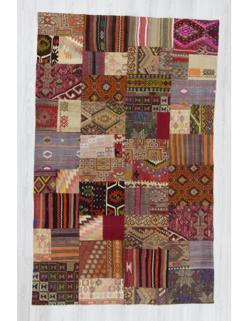 Handmade decorative colorful Turkish kilim patchwork rug