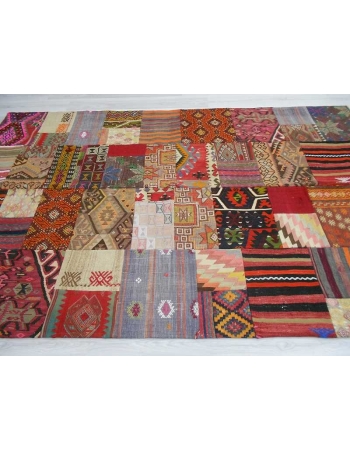 Handmade decorative colorful Turkish kilim patchwork rug