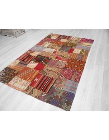 Handmade decorative colorful Turkish kilim patchwork rug