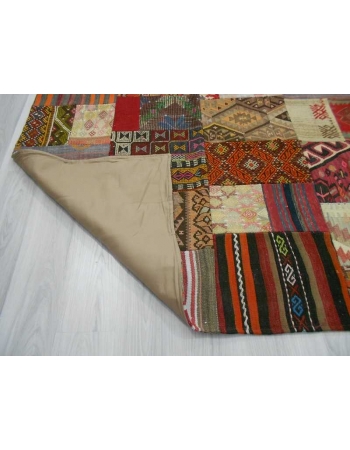 Handmade decorative colorful Turkish kilim patchwork rug