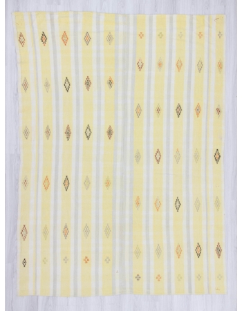 Handwoven vintage modern and decorative Turkish cotton kilim rug