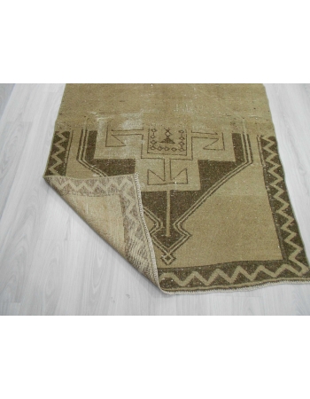 Handknotted vintage decorative washed out Turkish runner rug